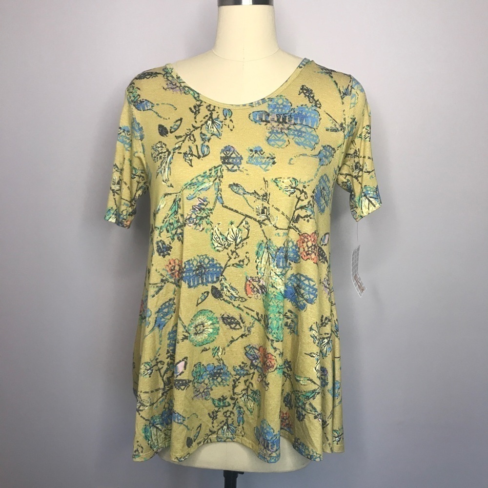 LuLaRoe Yellow Floral Perfect T- XS- NWT